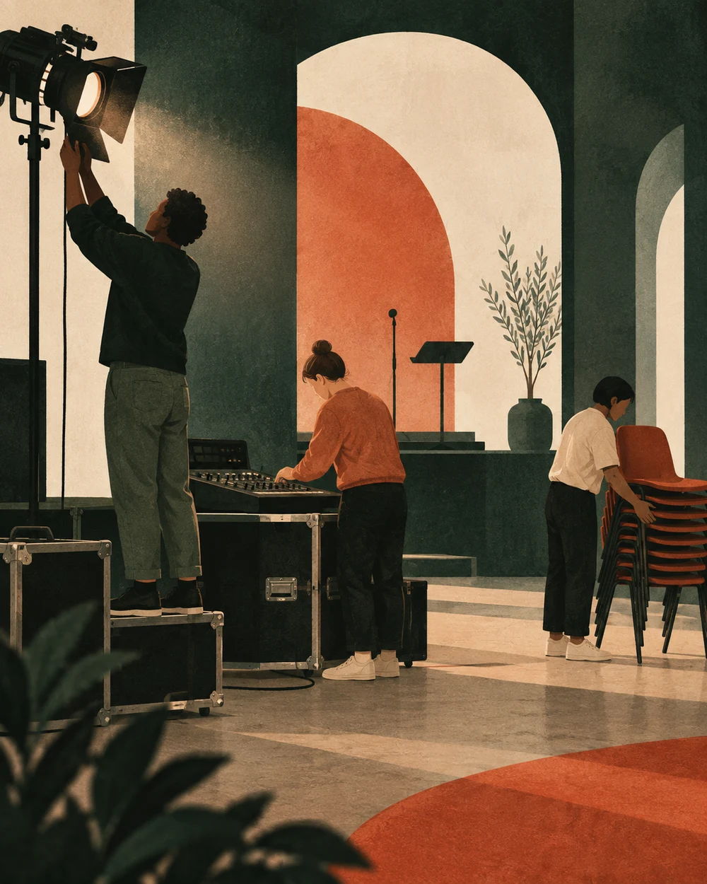 Illustration: es Team bereitet e Fiir vor